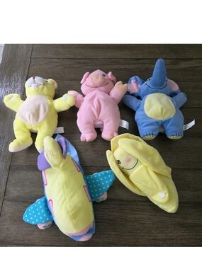 High Reach Learning Bright Baby Plush Lot Of 5 Puppets Banana Airplane Elephant
